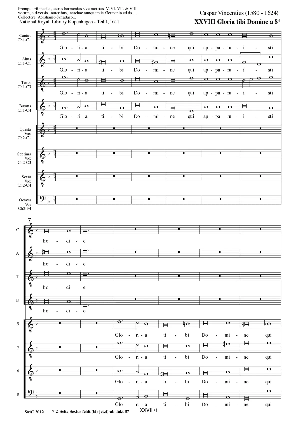 Gloria tibi Domine a 8 - Page 1