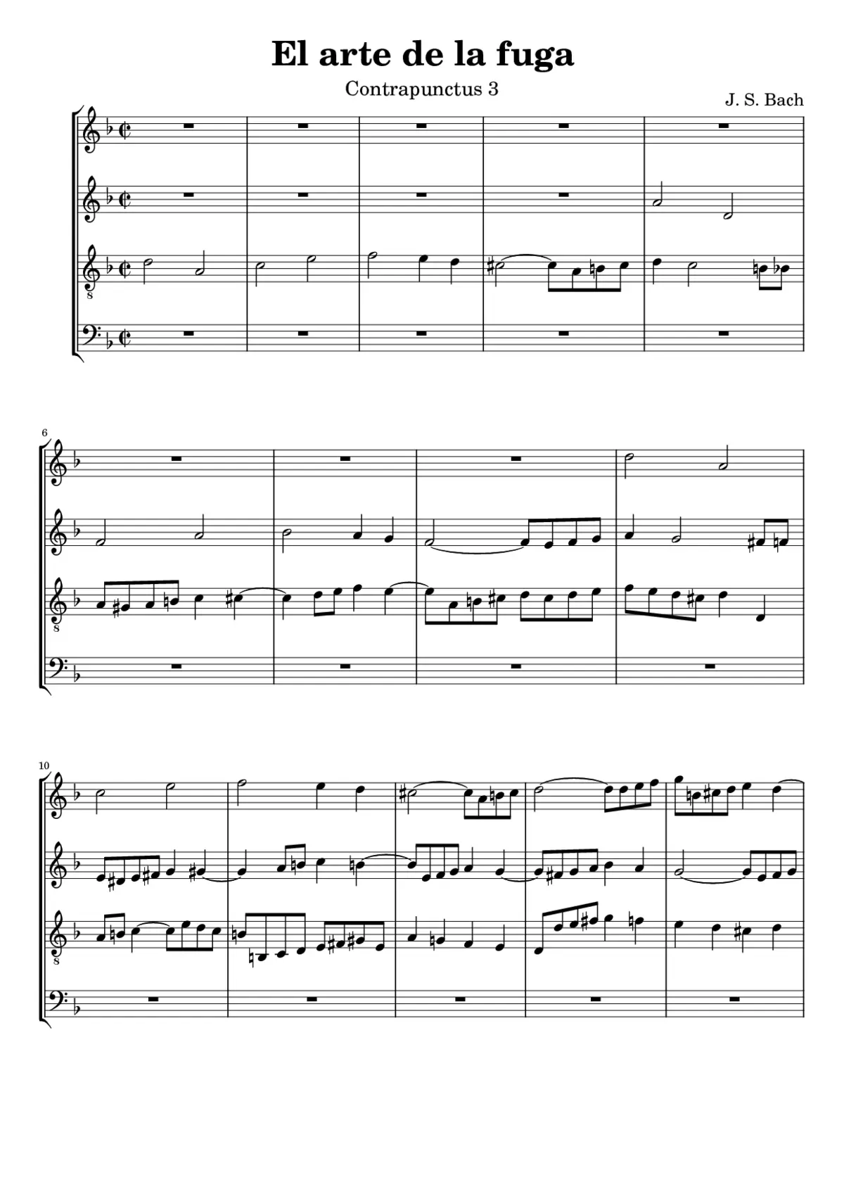 Johann Sebastian Bach - El arte de la fuga: Contrapunctus 3 - Page 1