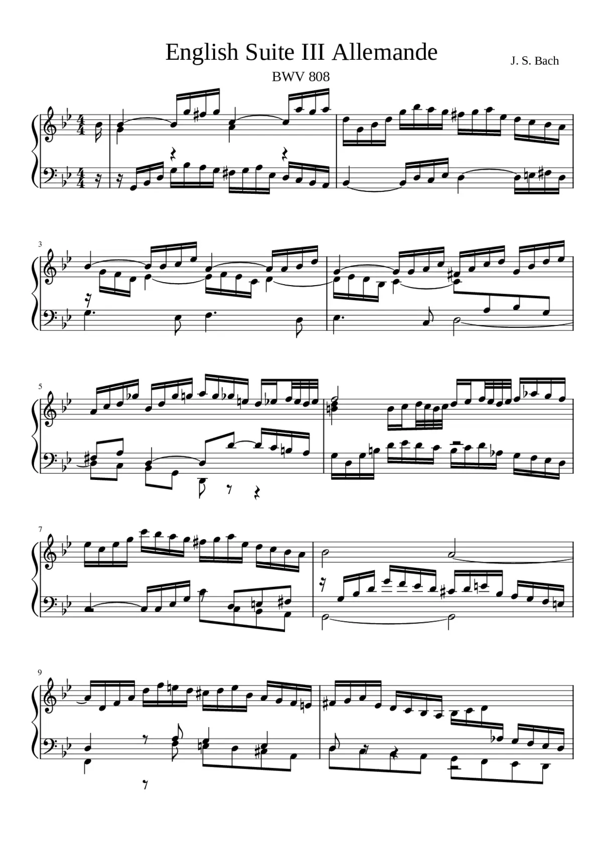 English Suite No.3 in G minor BWV 808 - Page 1