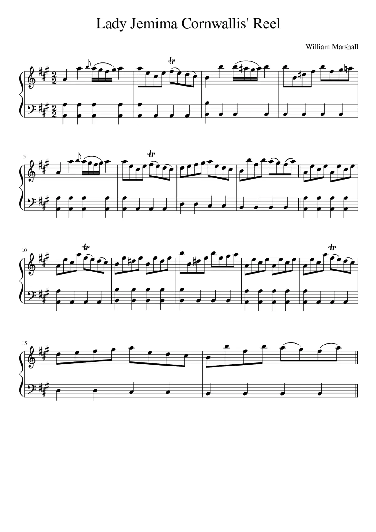 Lady Jemima Cornwallis' Reel - Page 1