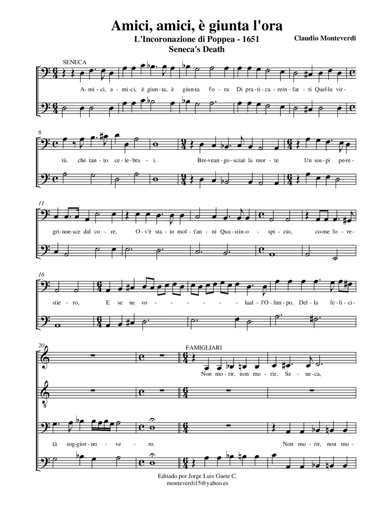 Amici, è giunta l'ora (from "Poppea") - Page 1