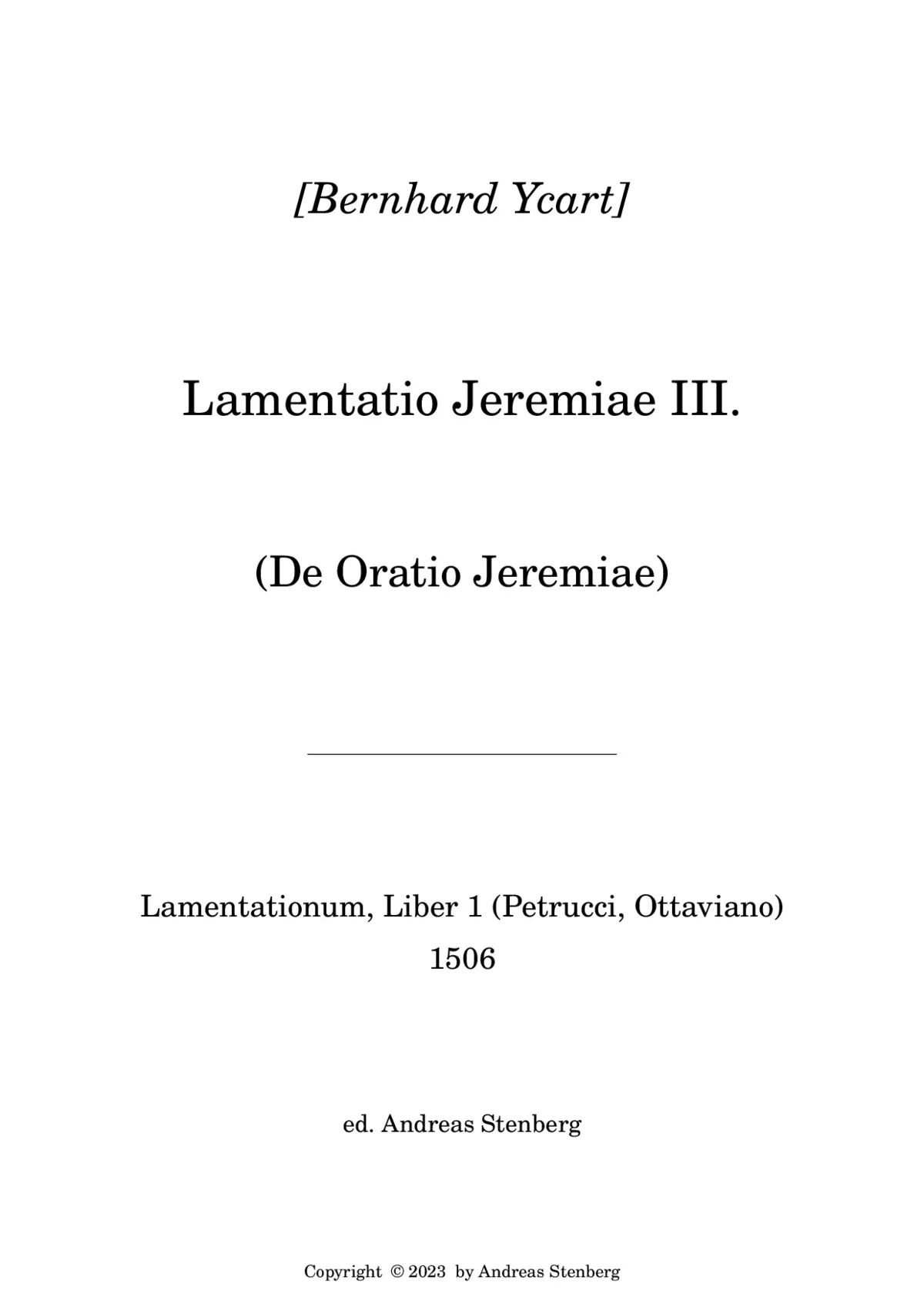 Lamentatio Jeremiae Prophete III. - Page 1