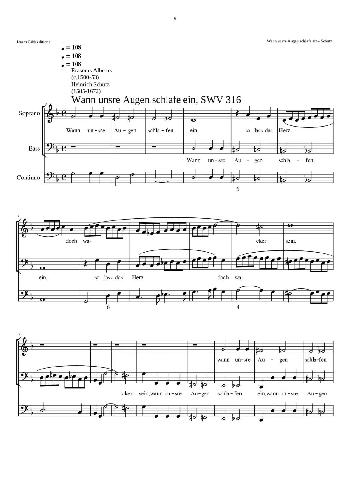 Wann unsre Augen schlafen ein SWV 316 - Page 1