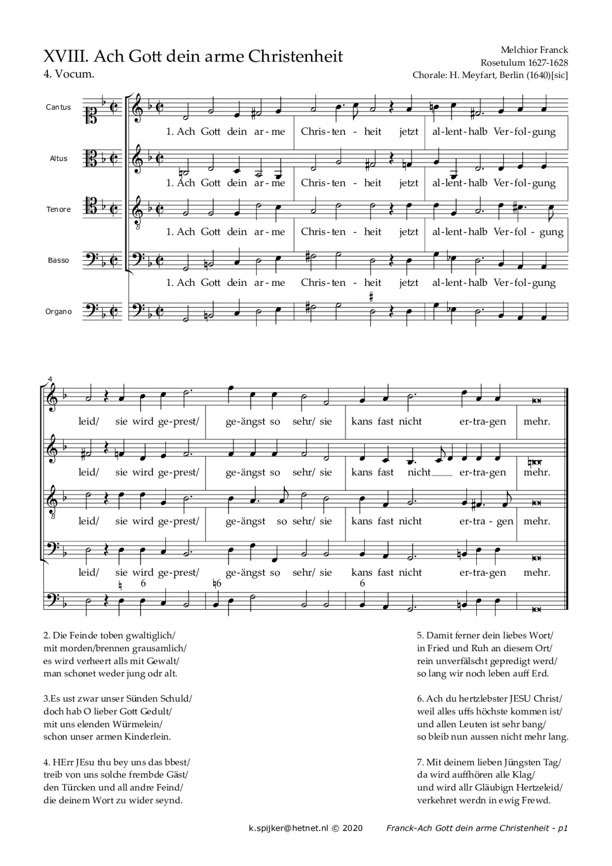 Ach Gott, dein arme Christenheit - Page 1