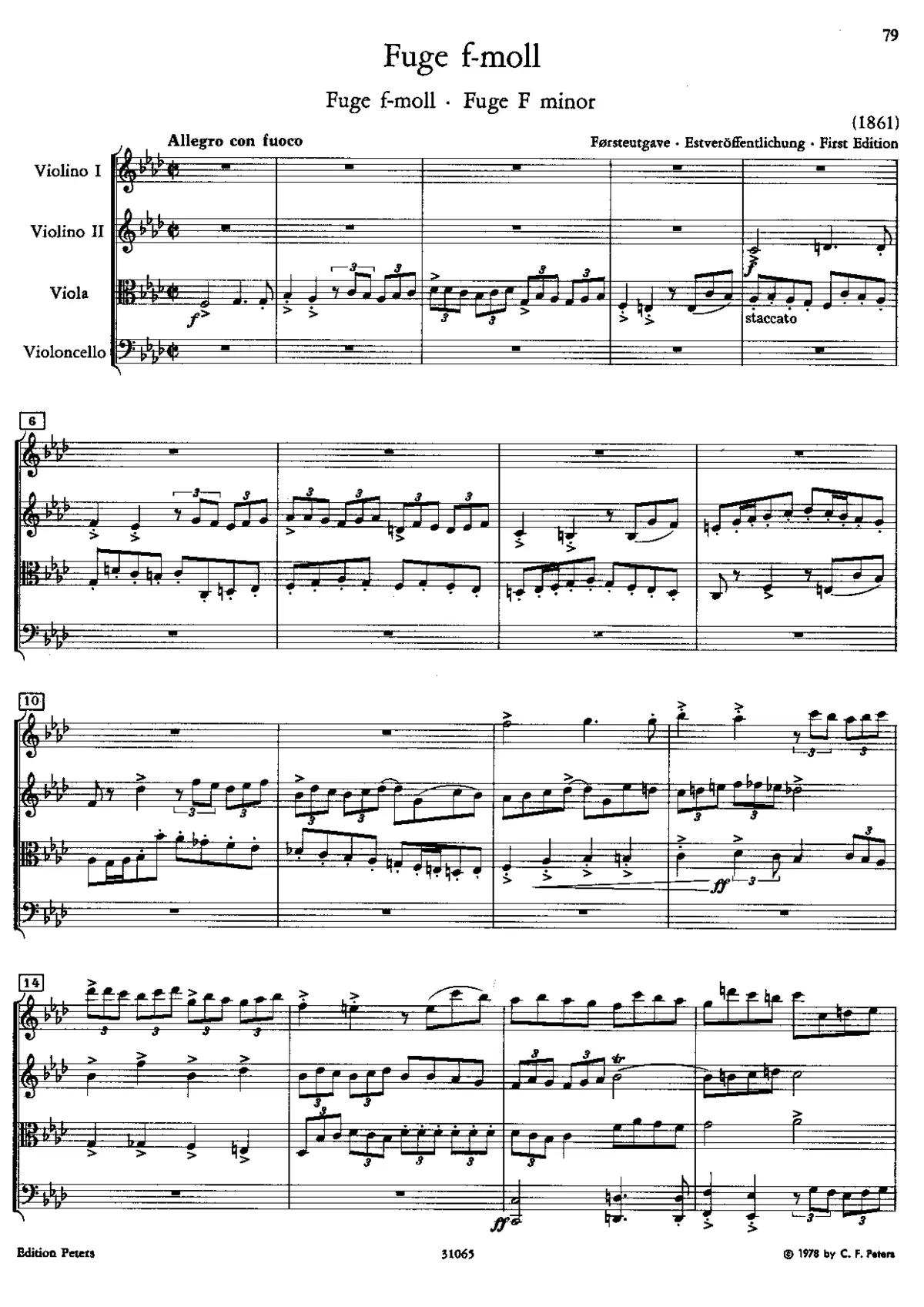 Fugue in F minor for String Quartet - Page 1