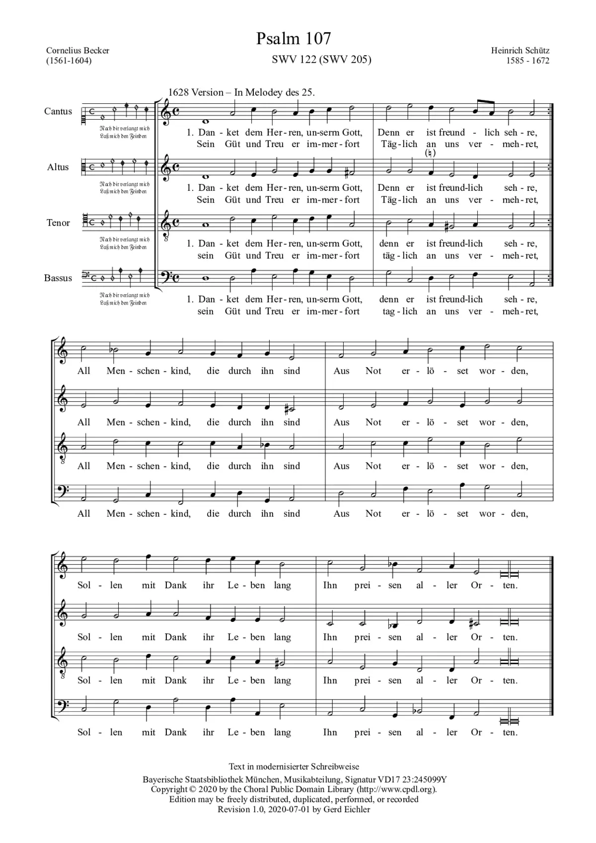 Danket dem Herren, unserm Gott, SWV 205 - Page 1