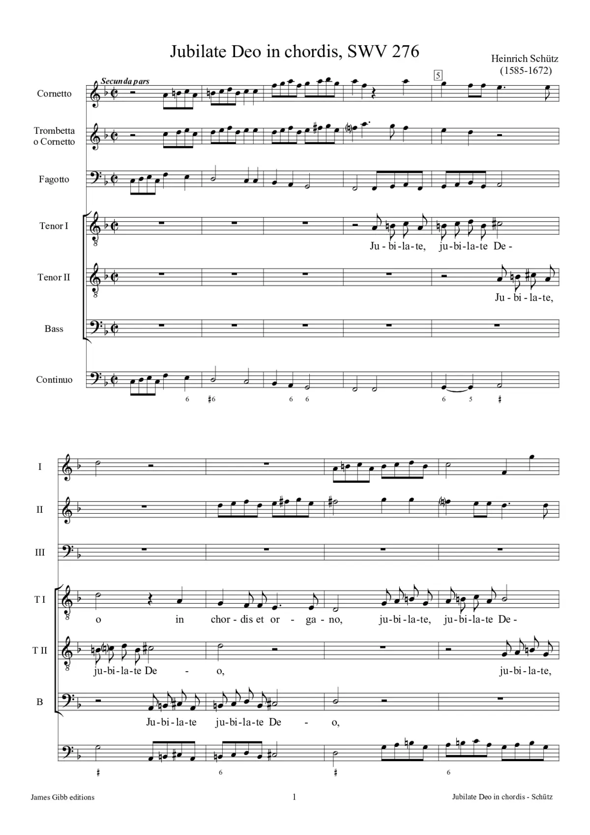 Jubilate Deo in chordis, SWV 276 - Page 1