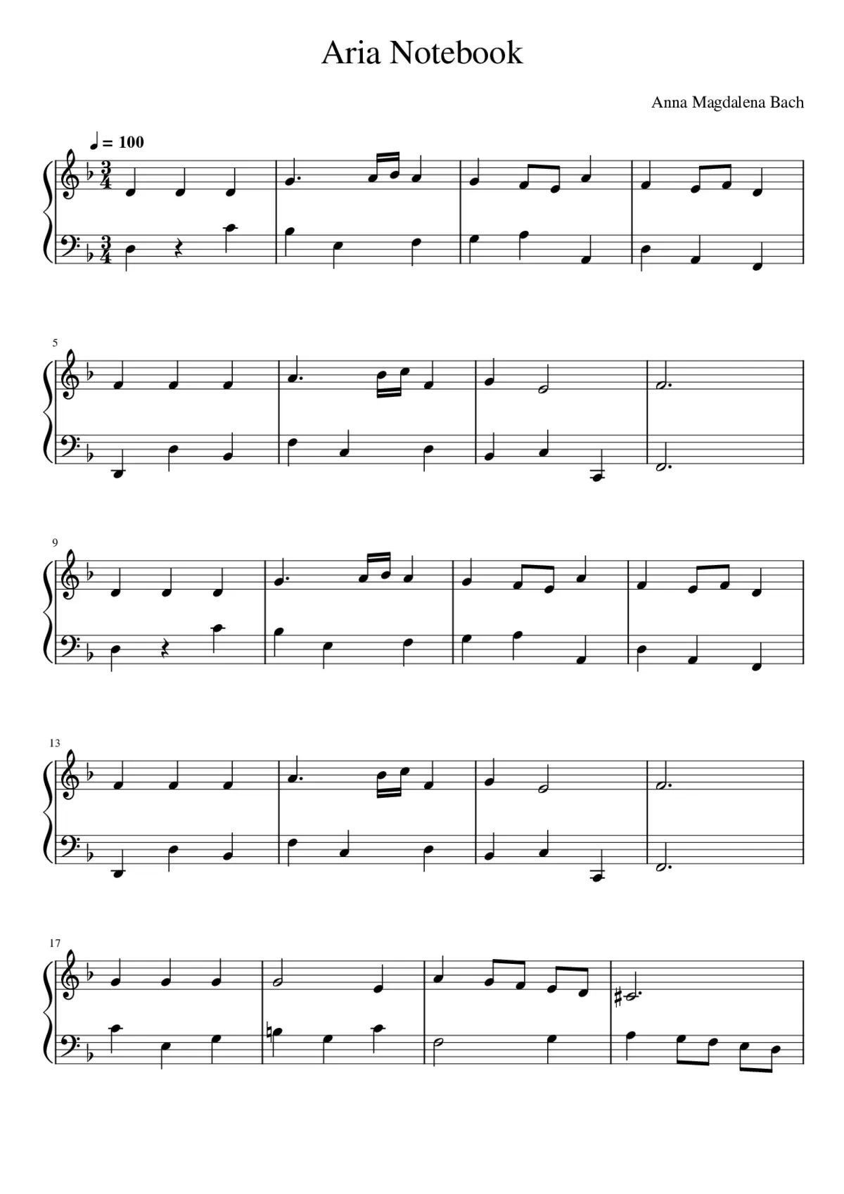 4 Pieces for Anna Magdalena Bach H.1 - Page 1