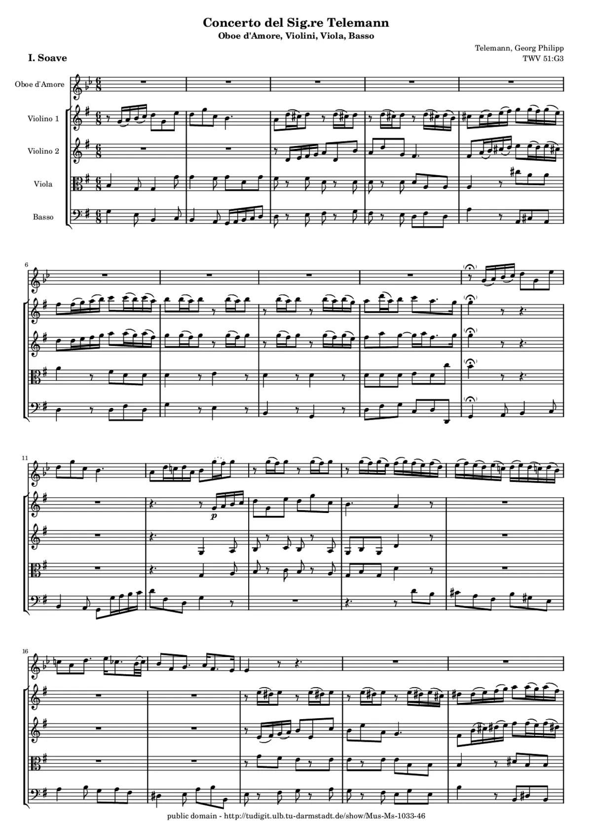 Concerto for Oboe d'amore in G major - Page 1