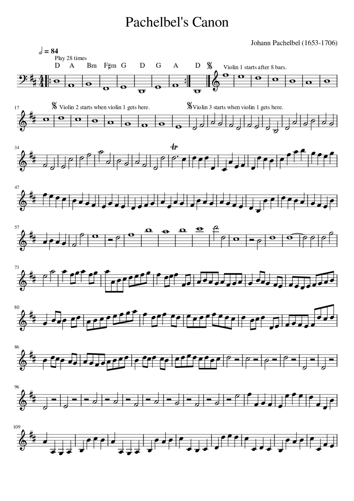 Canon and Gigue in D major P.37 - Page 1