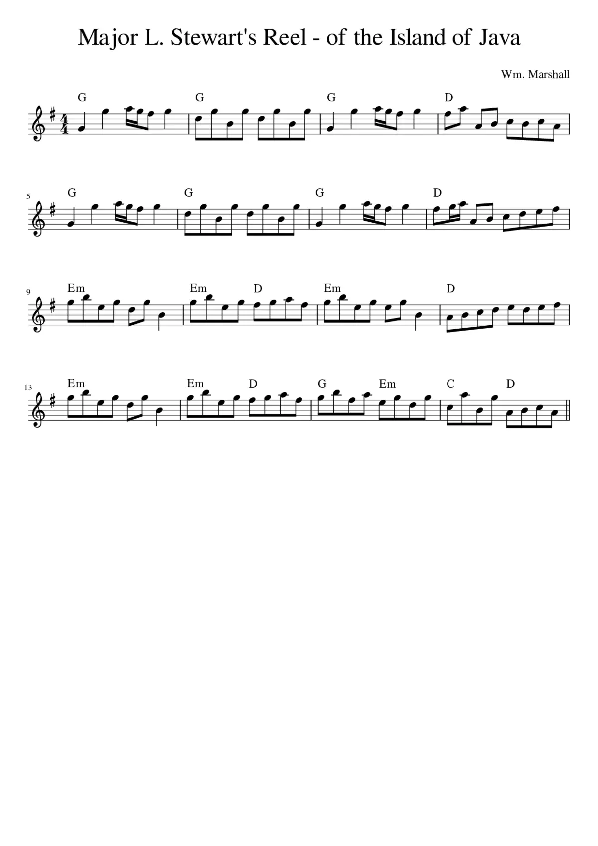 Major L. Stewart's Reel - of the Island of Java - Page 1