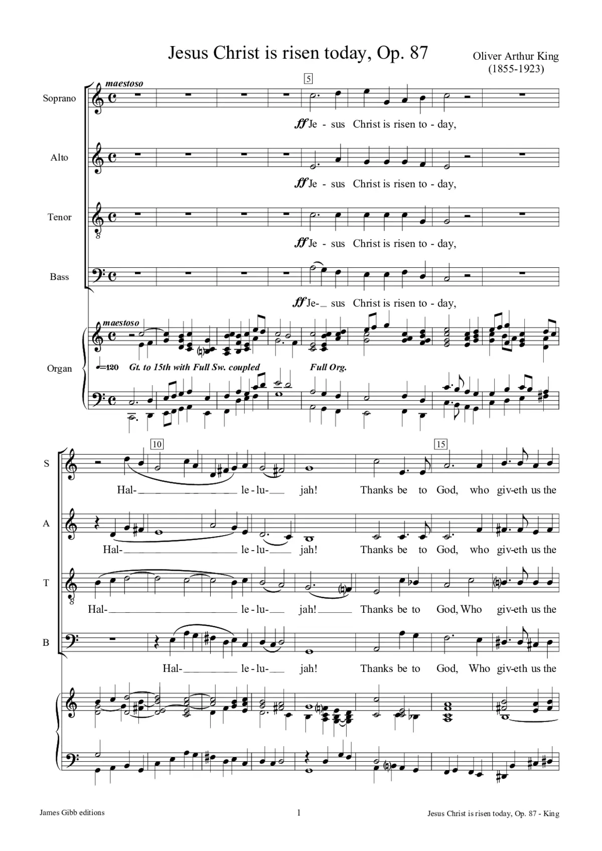 Jesus Christ is risen today, Op. 87 - Page 1