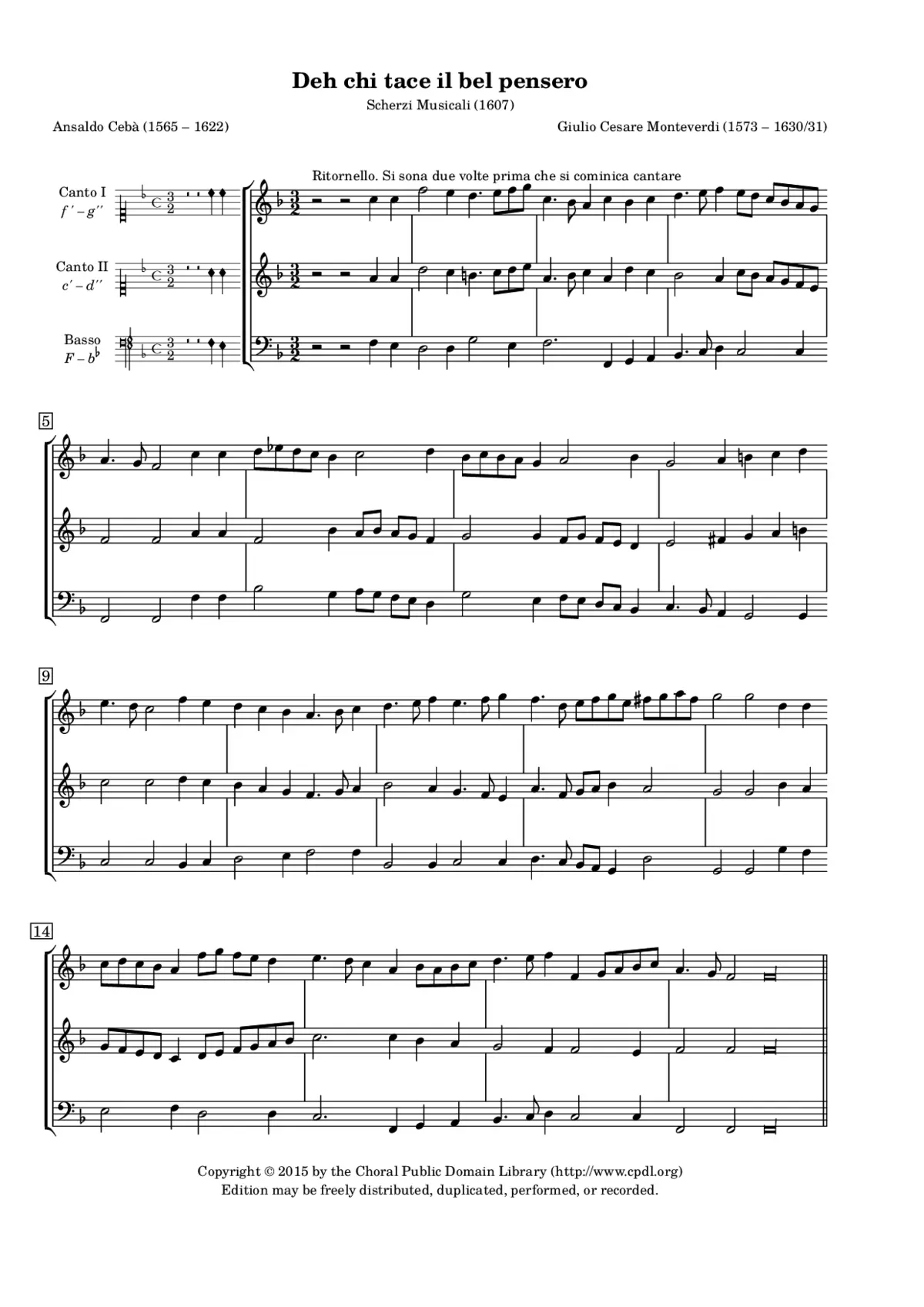 Deh chi tace il bel pensero - Page 1