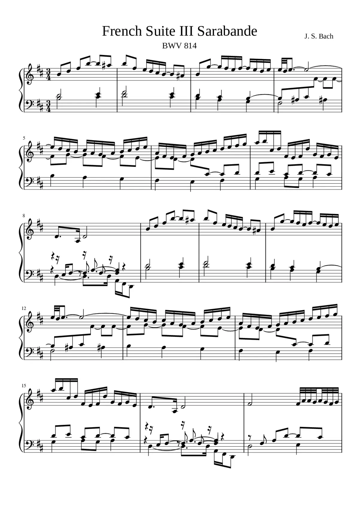 French Suite No.3 in B minor BWV 814 - Page 1