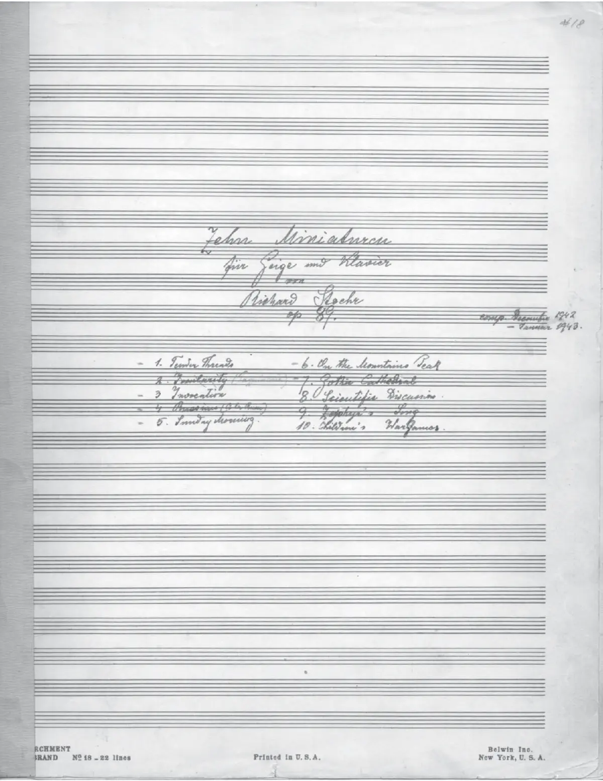Ten Miniatures for Violin and Piano - Page 1