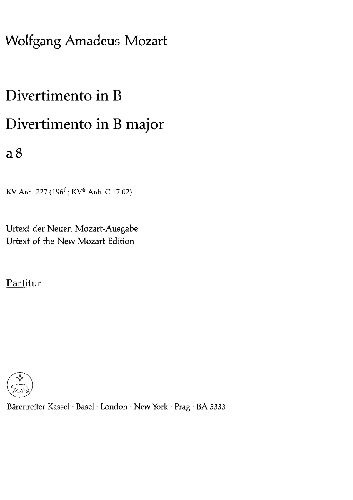 Divertimento in B-flat major - Page 1