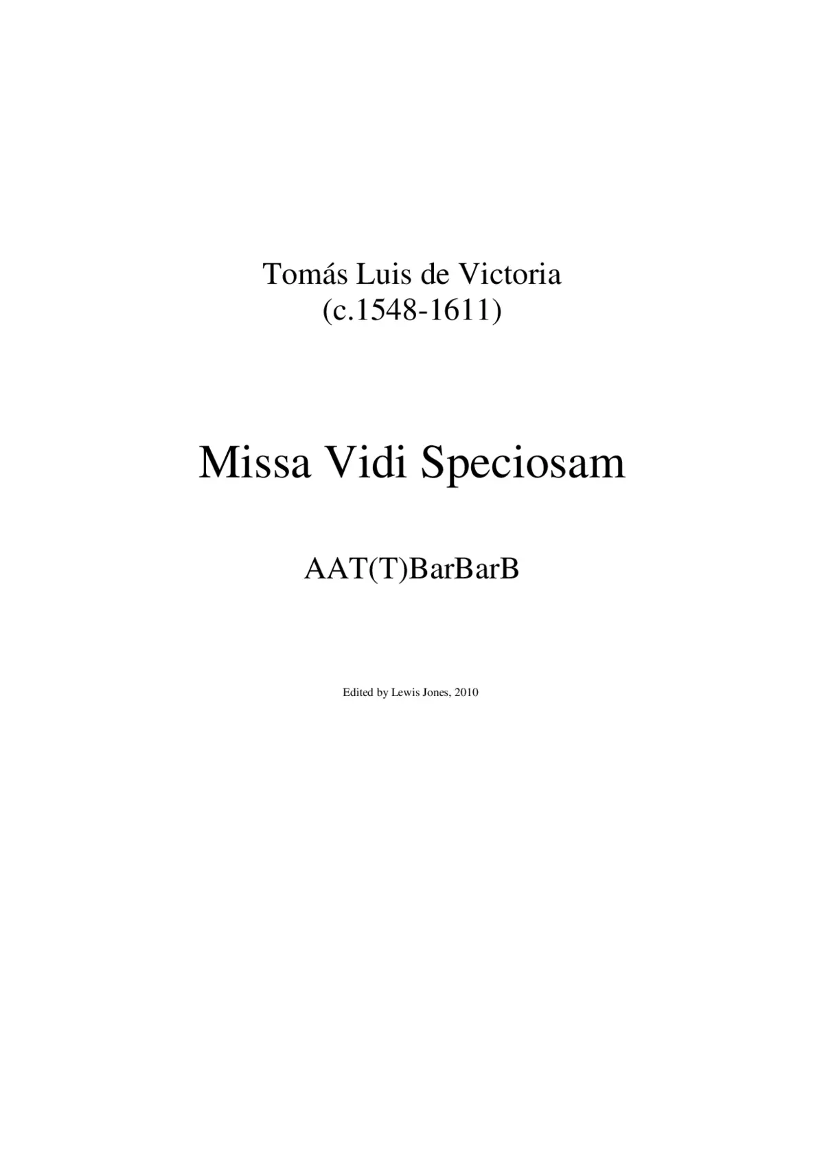 Missa Vidi speciosam - Page 1