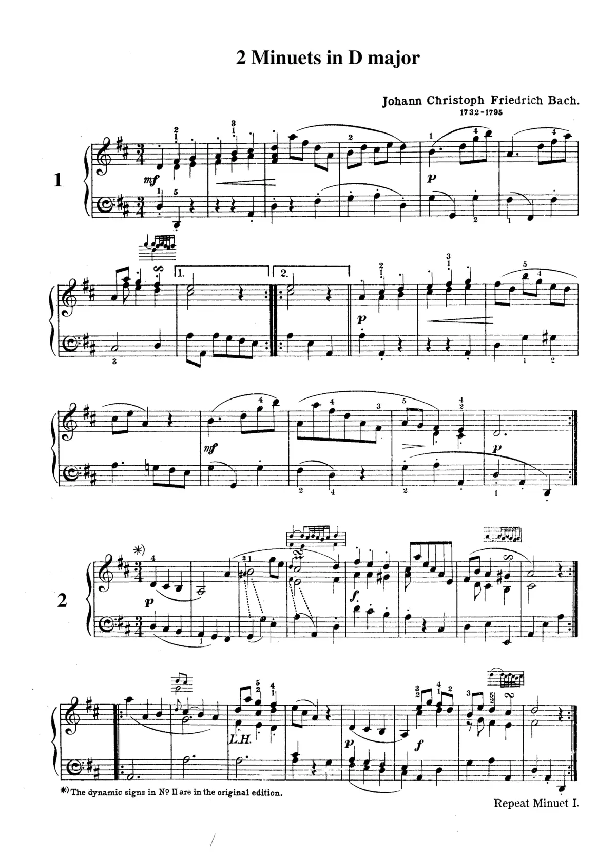 2 Minuets in D major - Page 1