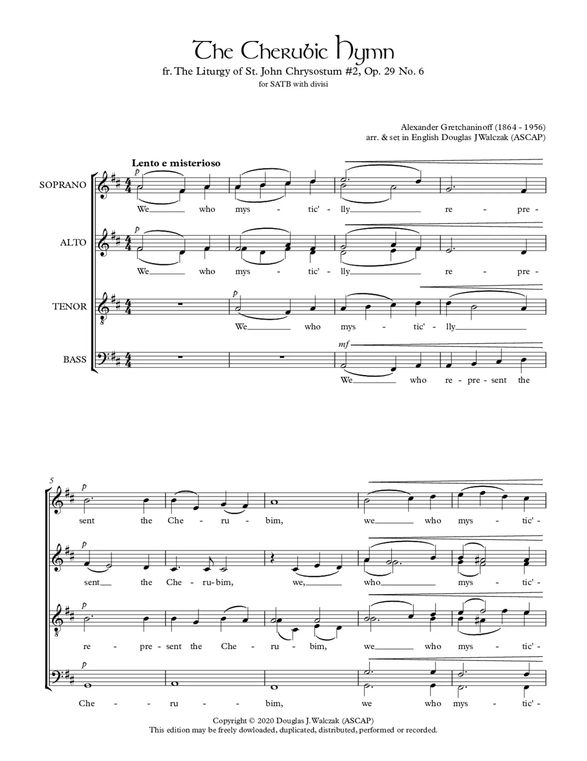 Cherubic Hymn in D Major, Op. 29 - Page 1
