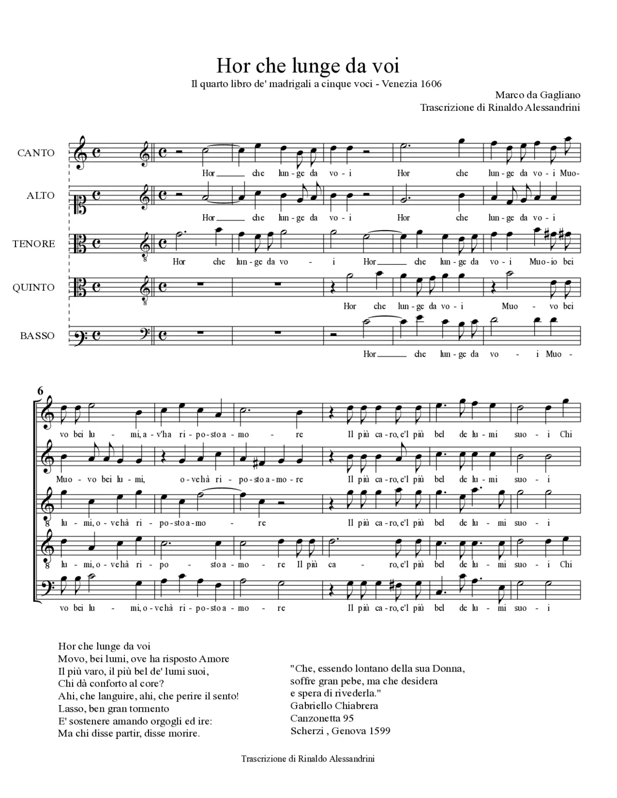 Hor che lunge da voi - Page 1