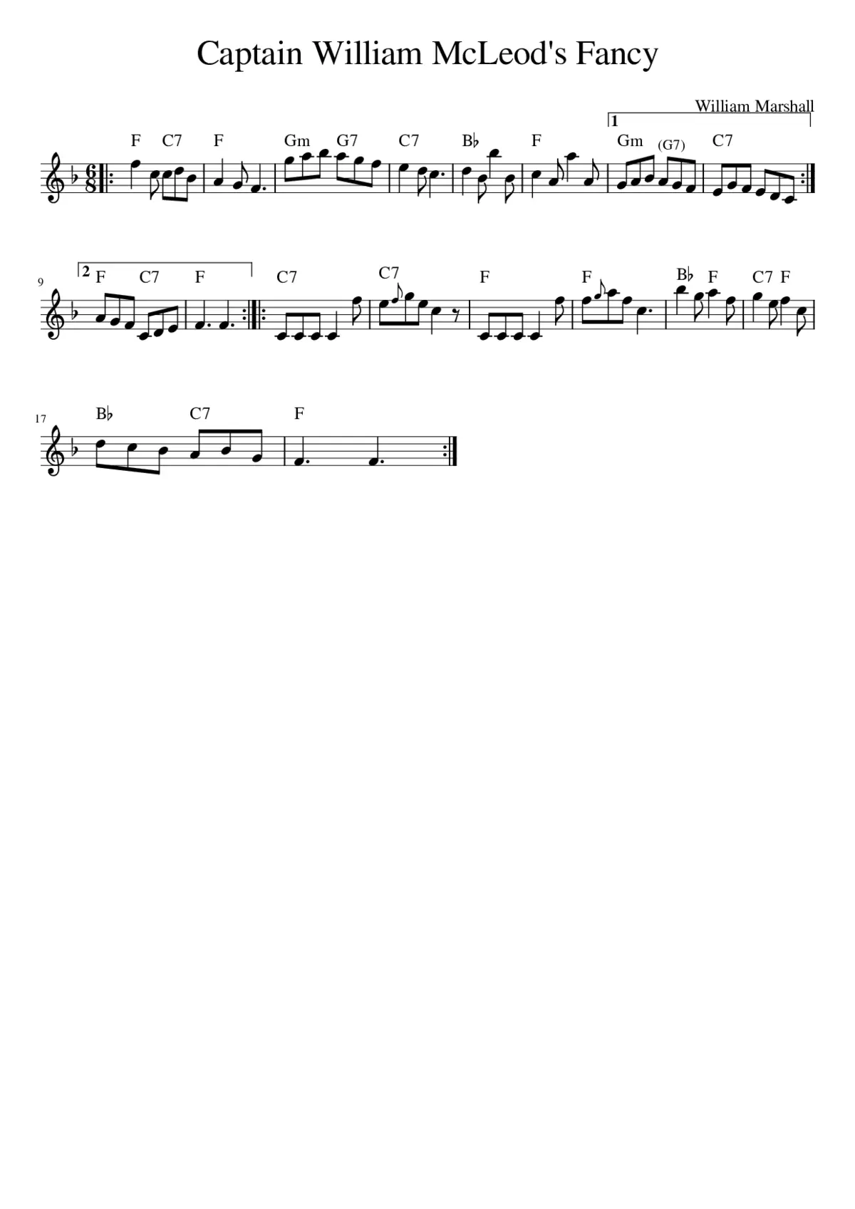 Captain William McLeod's Fancy - Page 1