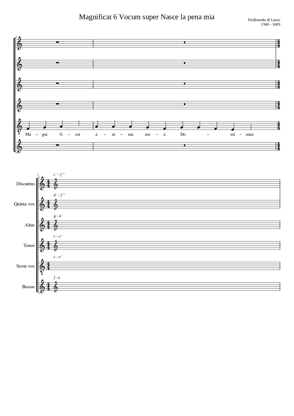 Magnificat 6 Vocum super Nasce la pena mia - Page 1