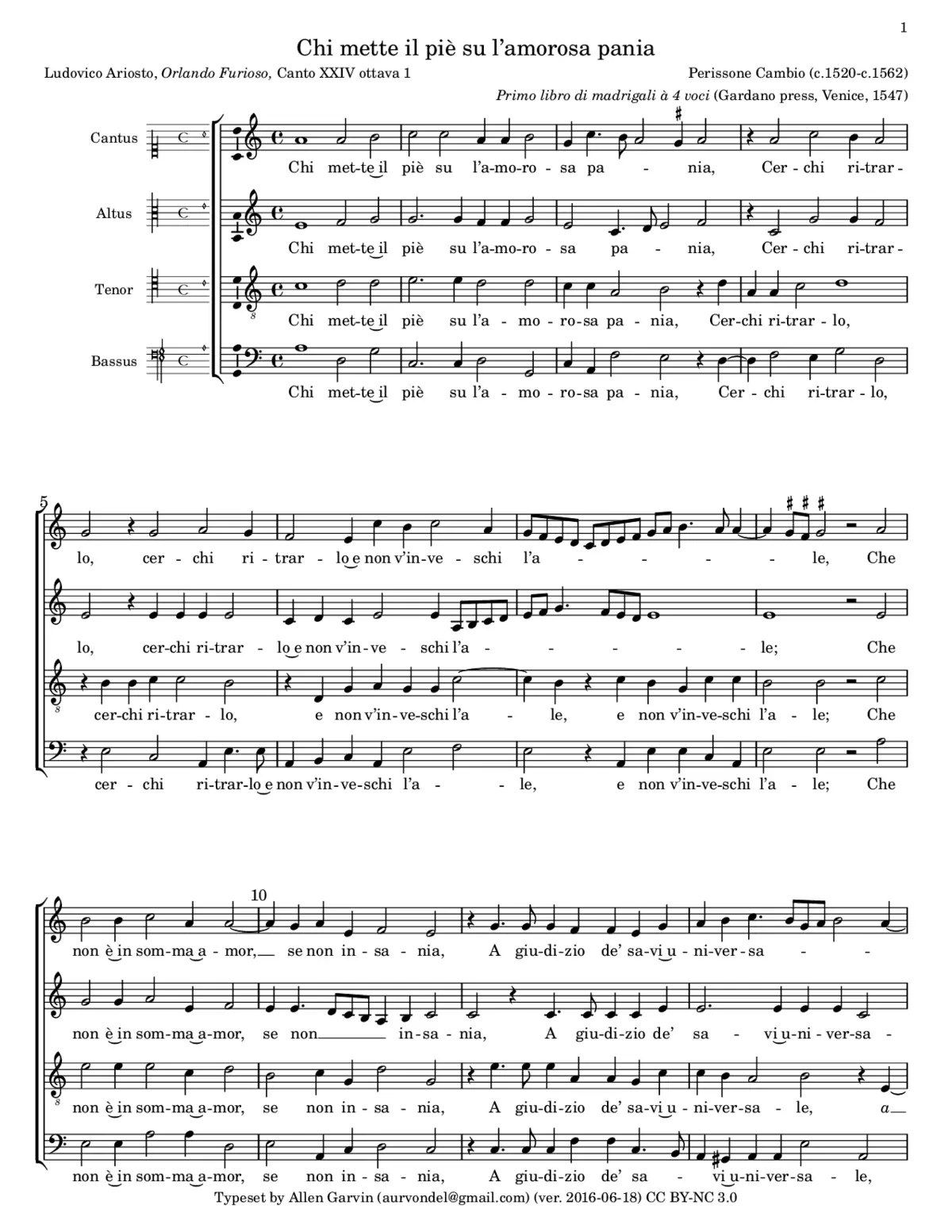 Chi mette il piè su l'amorosa pania - Page 1