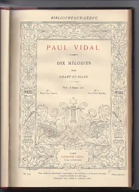 Dix Mélodies pour chant et piano