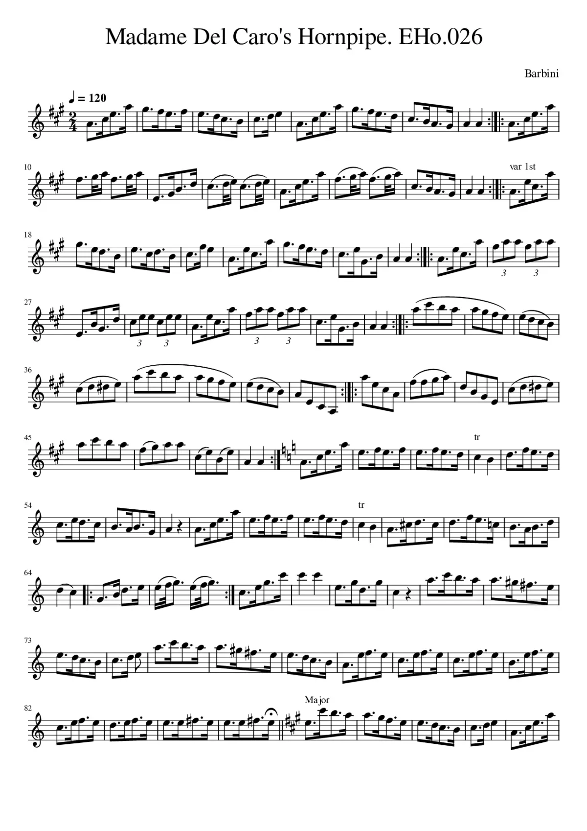 Madame Del Caro's Hornpipe. EHo.026 - Page 1