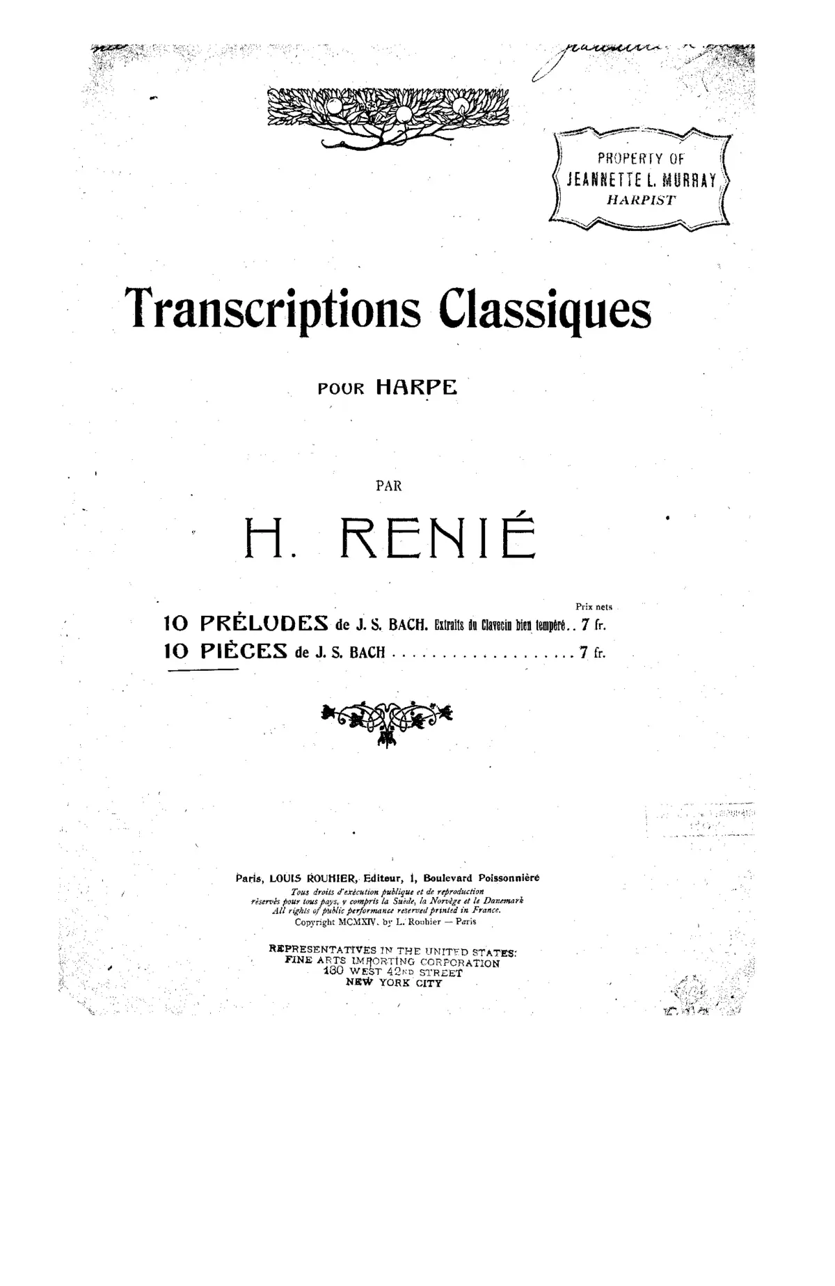 10 Pièces transcrites pour harpe - Page 1