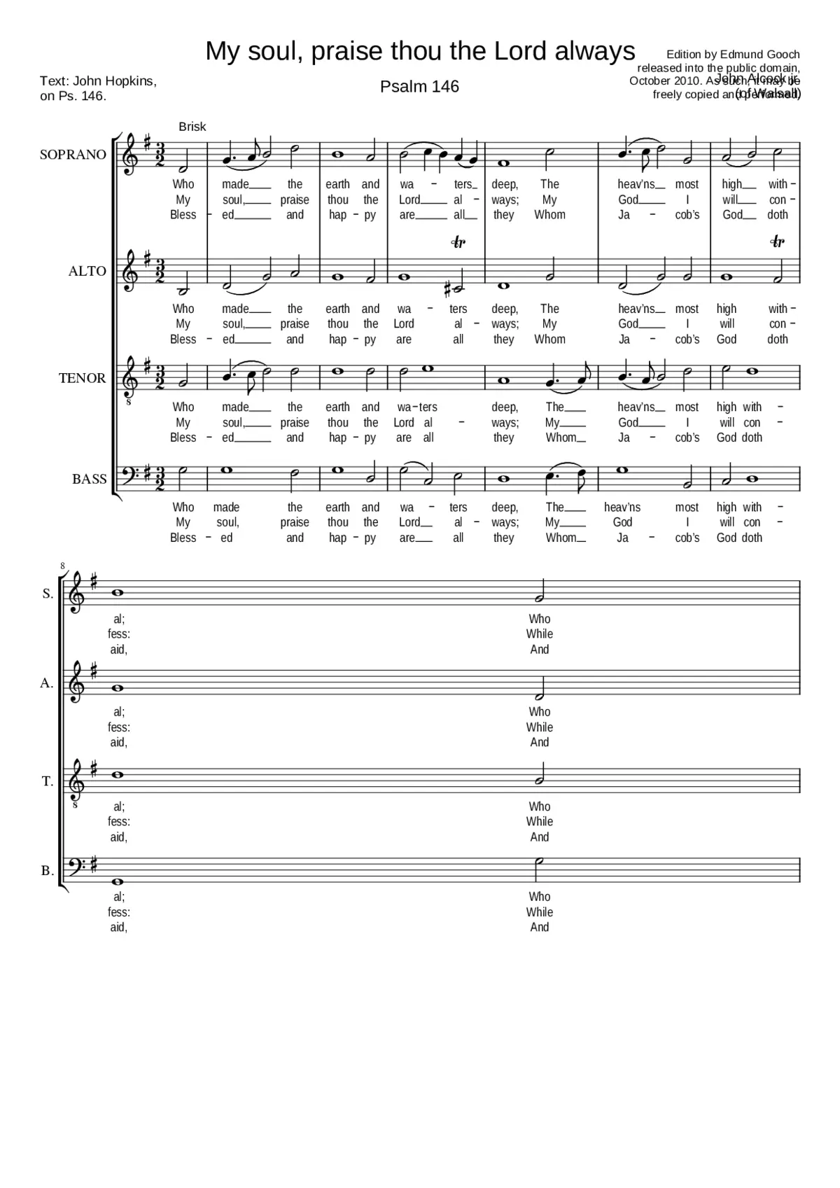 My soul praise thou the Lord always - Page 1