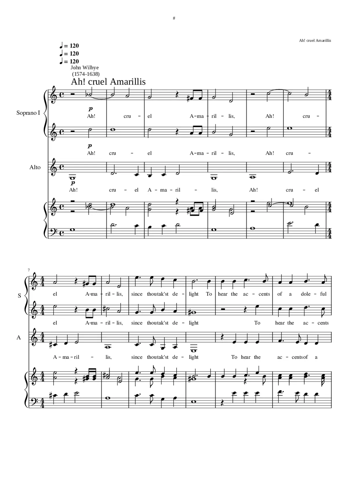 Ah! cruel Amarillis - Page 1