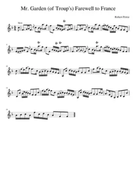 Mr. Garden (of Troup's) Farewell to France