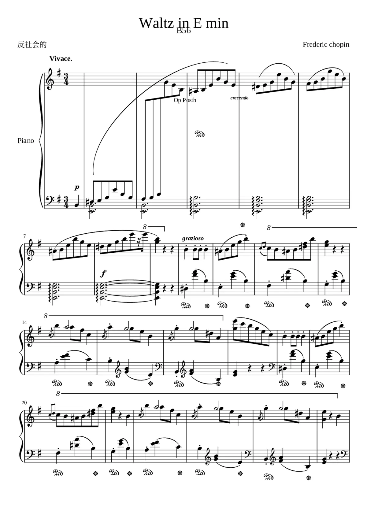 Waltz in E minor B.56 - Page 1
