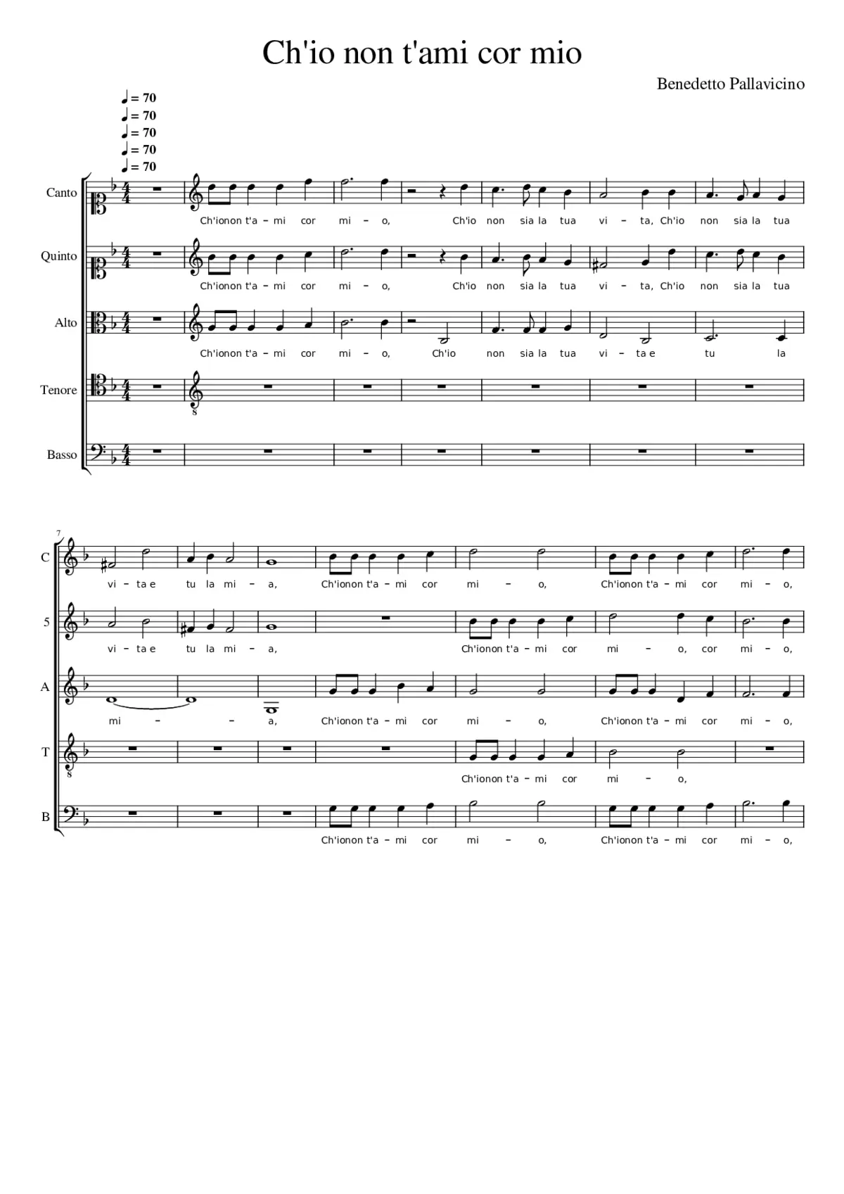 Ch'io non t'ami cor mio - Page 1