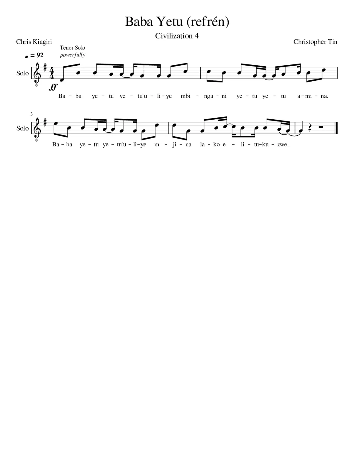 Baba Yetu (refrén) - Page 1