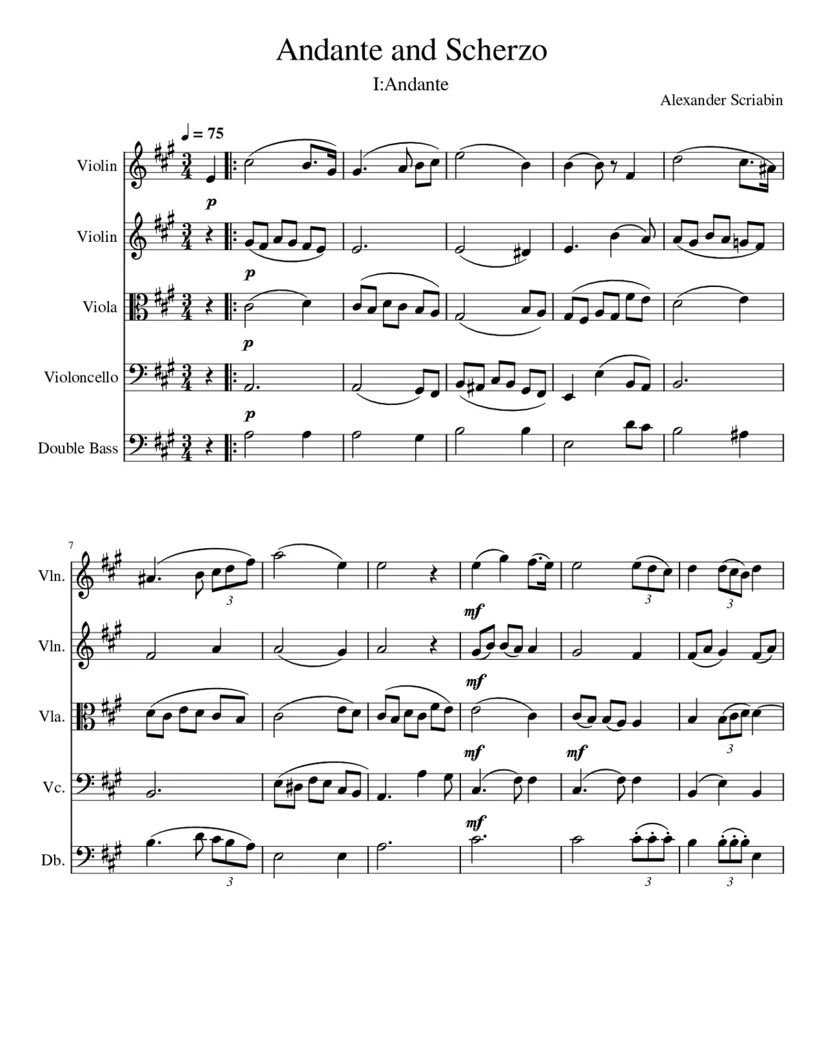 Andante for String Orchestra - Page 1