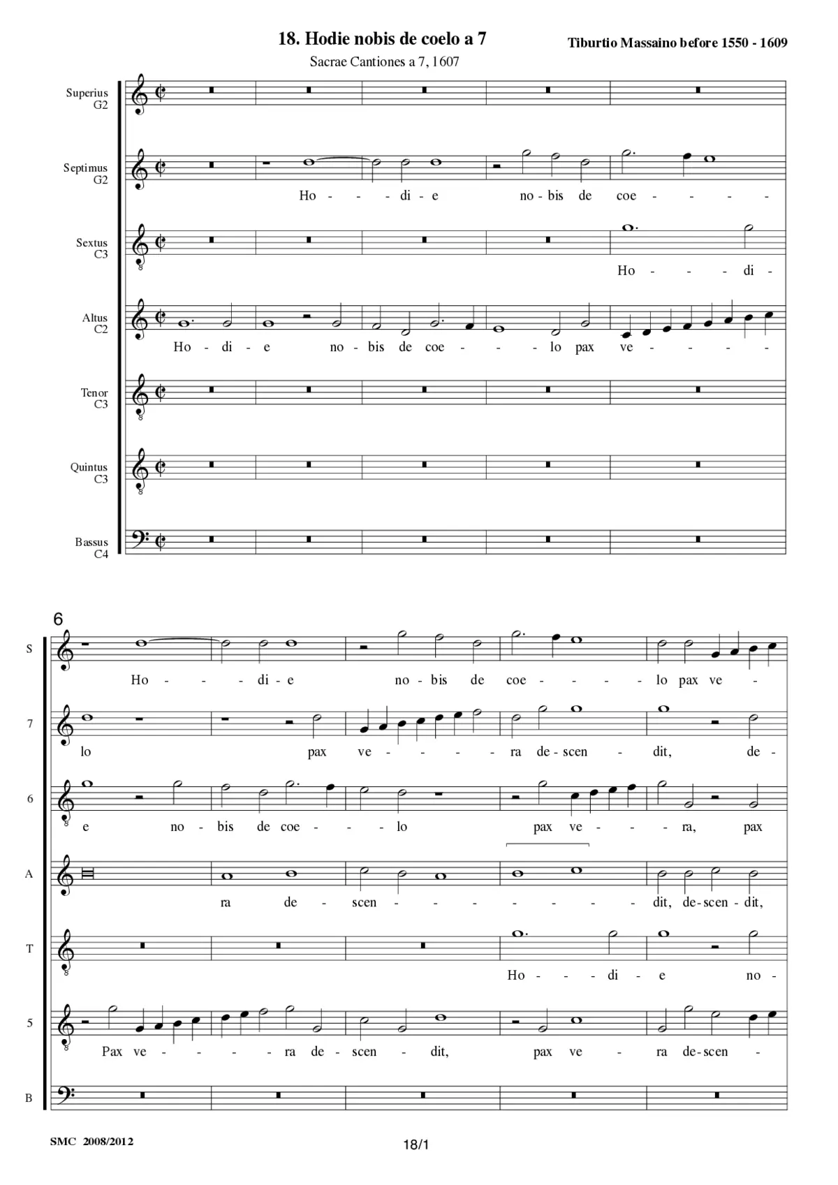 Hodie nobis de coelo a 7 - Page 1