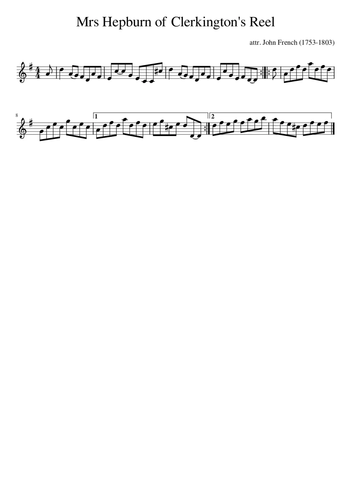 Mrs Hepburn of Clerkington's Reel - Page 1