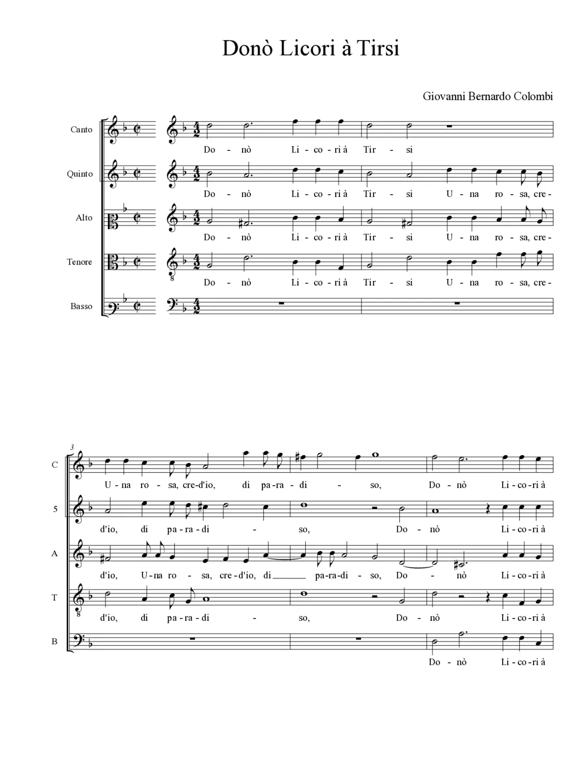 Donò Licori à Tirsi - Page 1