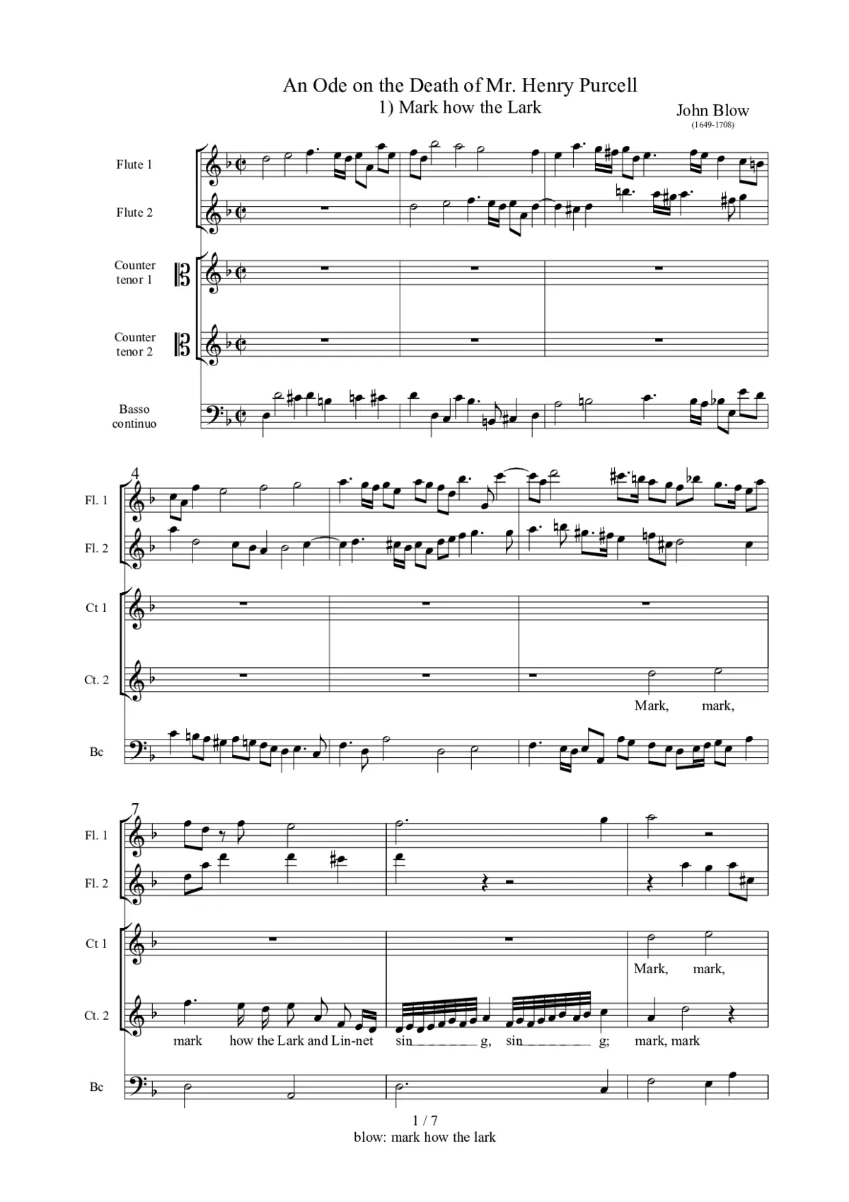 Mark how the Lark and Linnet sing - Page 1