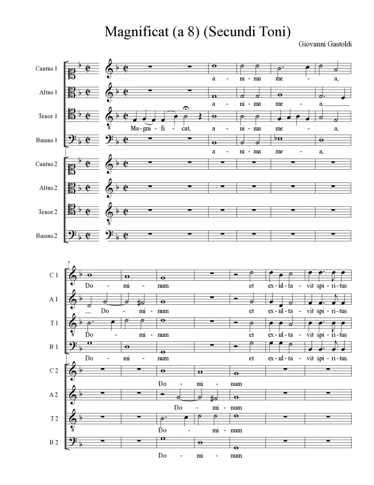 Magnificat (a 8) (Secundi Toni) - Page 1
