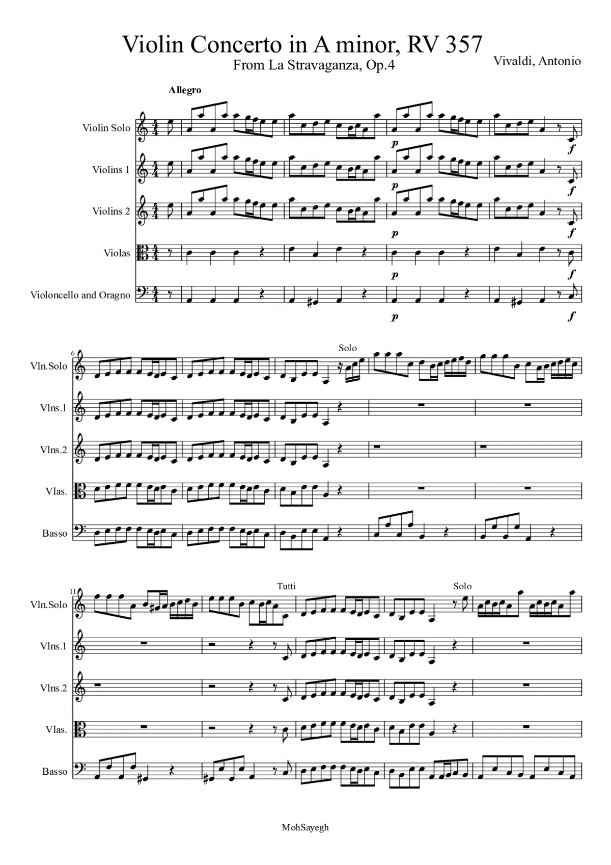 Violin Concerto in A minor - Page 1