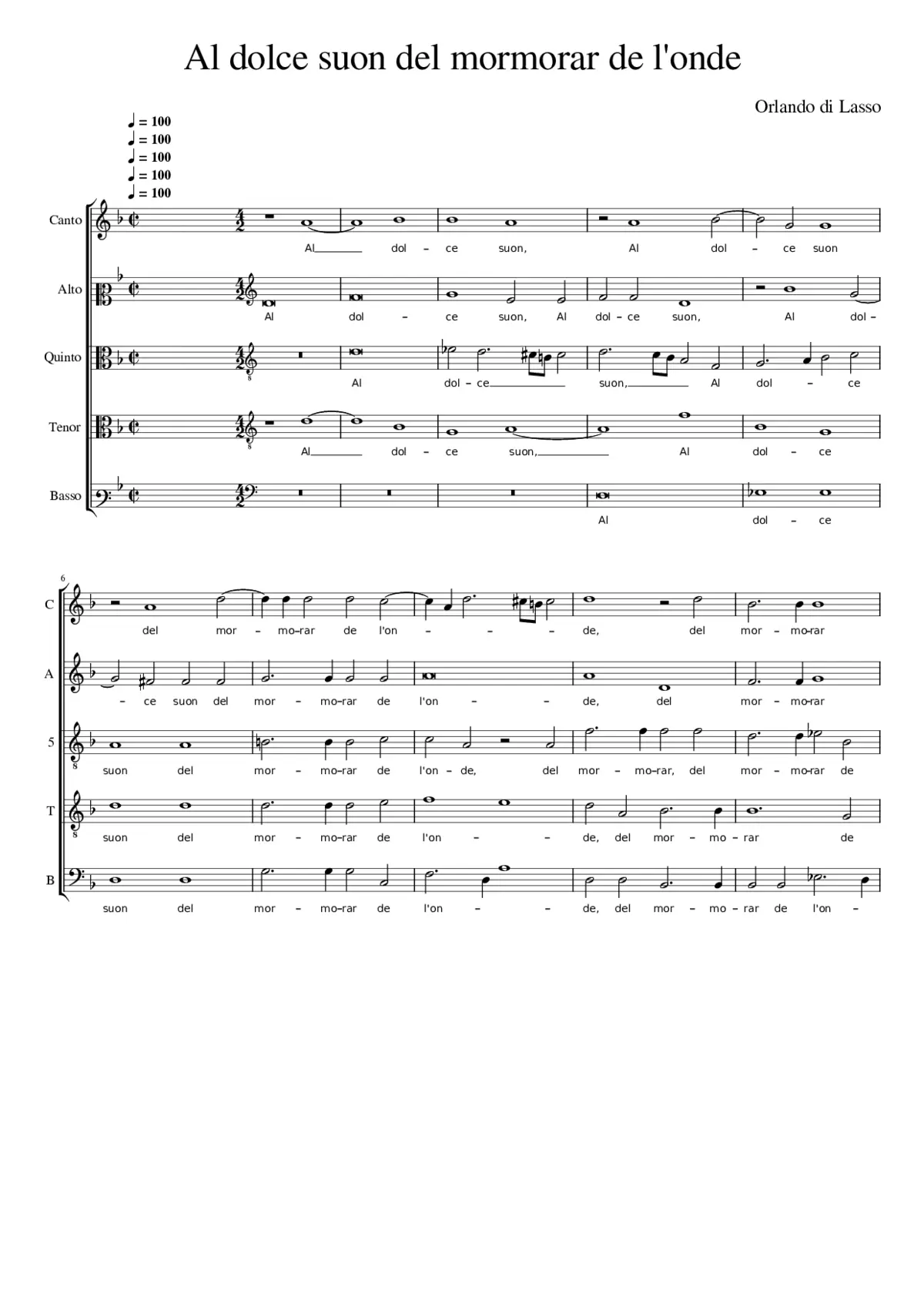 Al dolce suon del mormorar de l'onde - Page 1