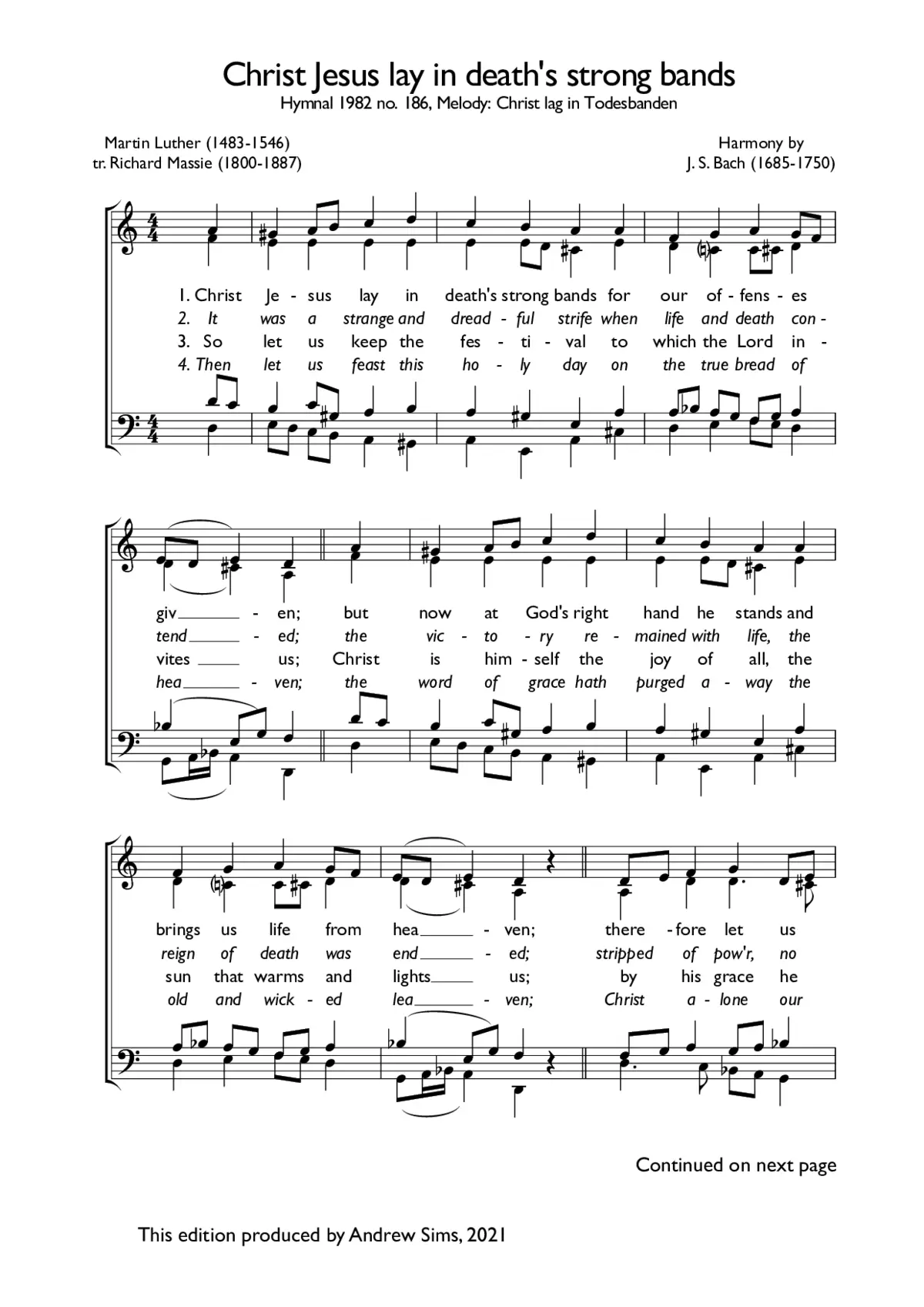 Christ Jesus lay in death’s strong bands - Page 1