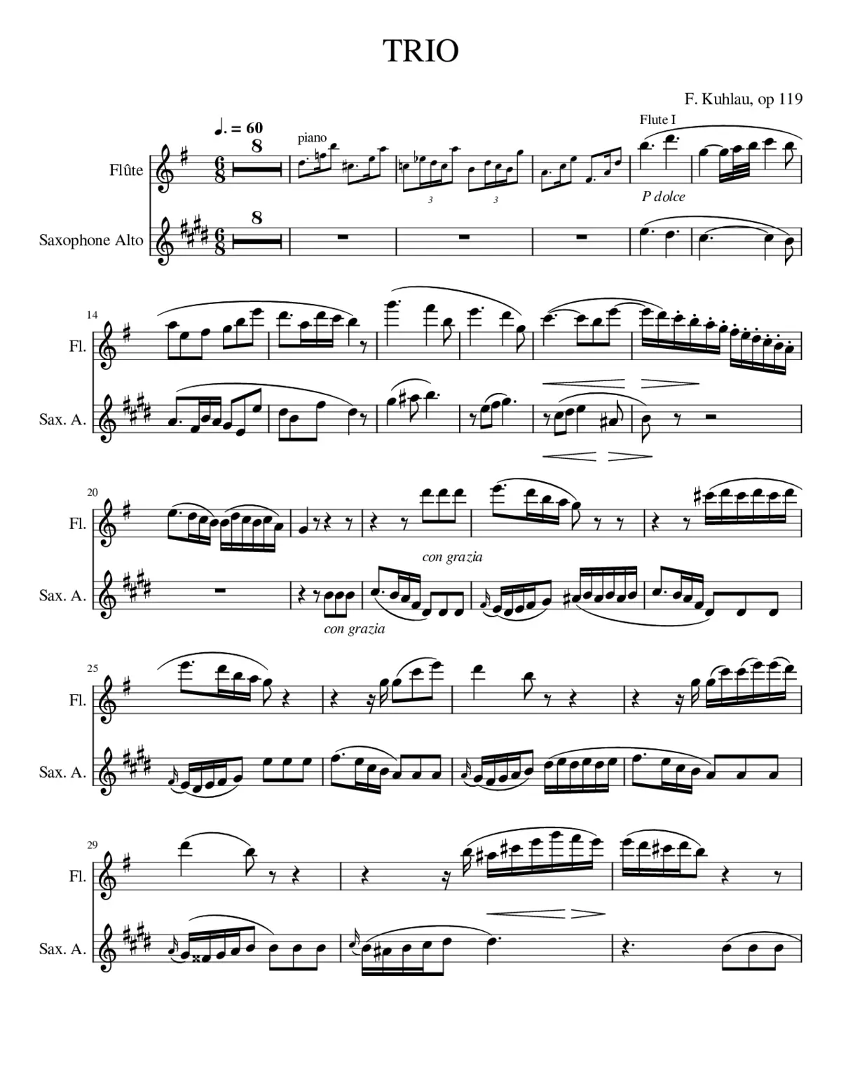 Trio pour 2 flûtes et piano op. 119 - Page 1