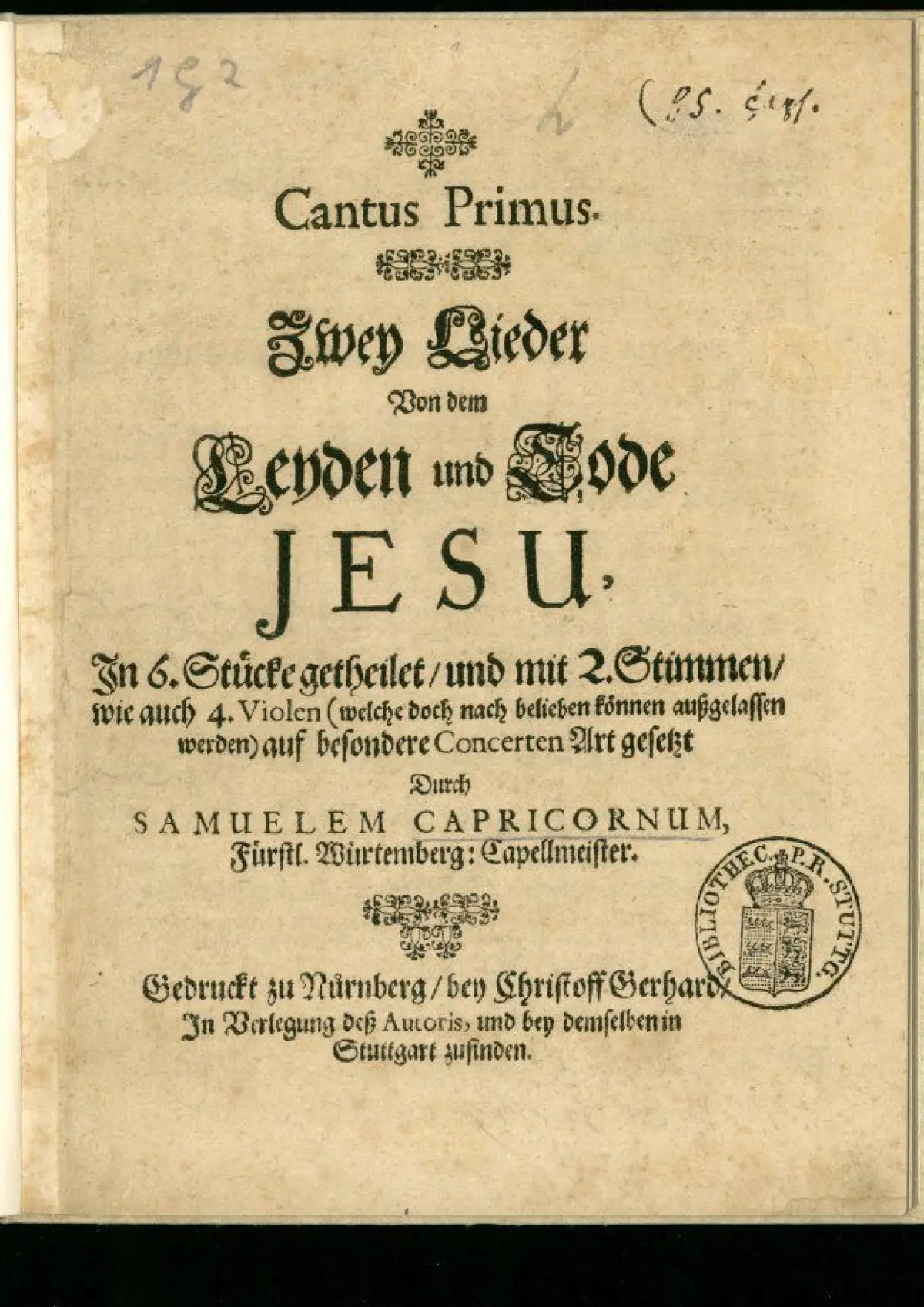 Zwey Lieder von dem Leyden und Tode Jesu - Page 1