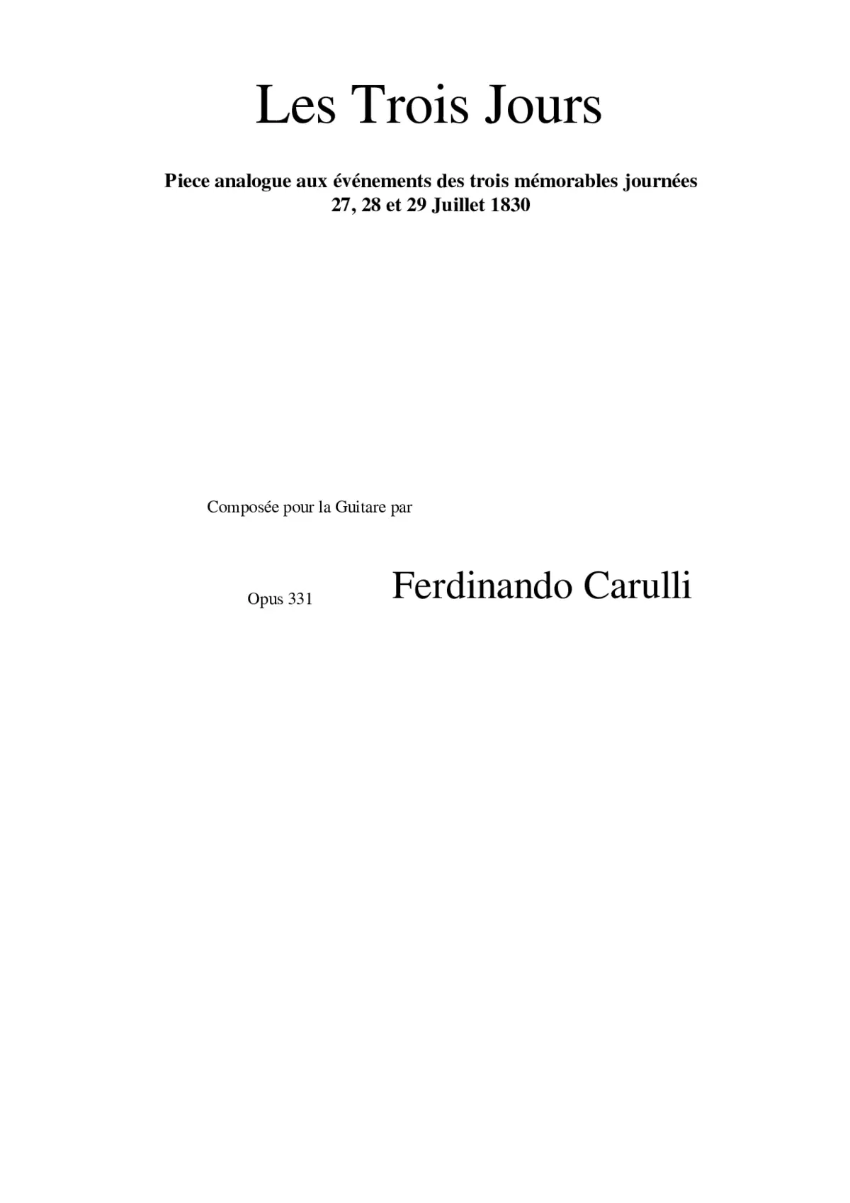 Carulli - Les Trois Jours - Page 1