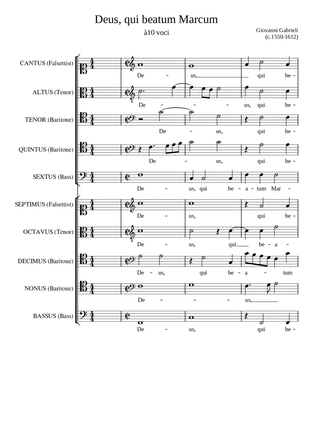 Deus qui beatum Marcum a 10 voci - Page 1