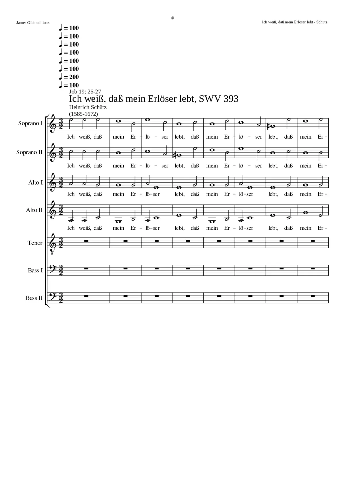 Ich weiß daß mein Erlöser lebt SWV 393 - Page 1